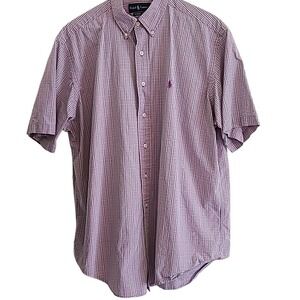 Ralph Lauren Men's XL short sleeve button down purple plaid Shirt